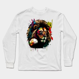 Africa Lion Sports Player Soccer Futball Football - Graphiti Art Graphic Trendy Holiday Gift Long Sleeve T-Shirt